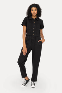 Mono B Short Sleeve Utility Style Jumpsuit