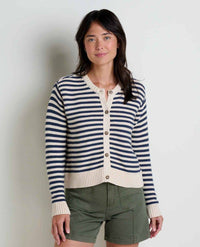 Toad & Co Bianca Crew Cardigan  - True Navy Stipe