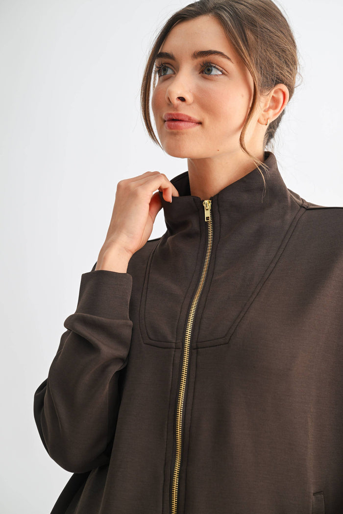Mono B Laguna Gold Trim Scuba Zip-Up Jacket