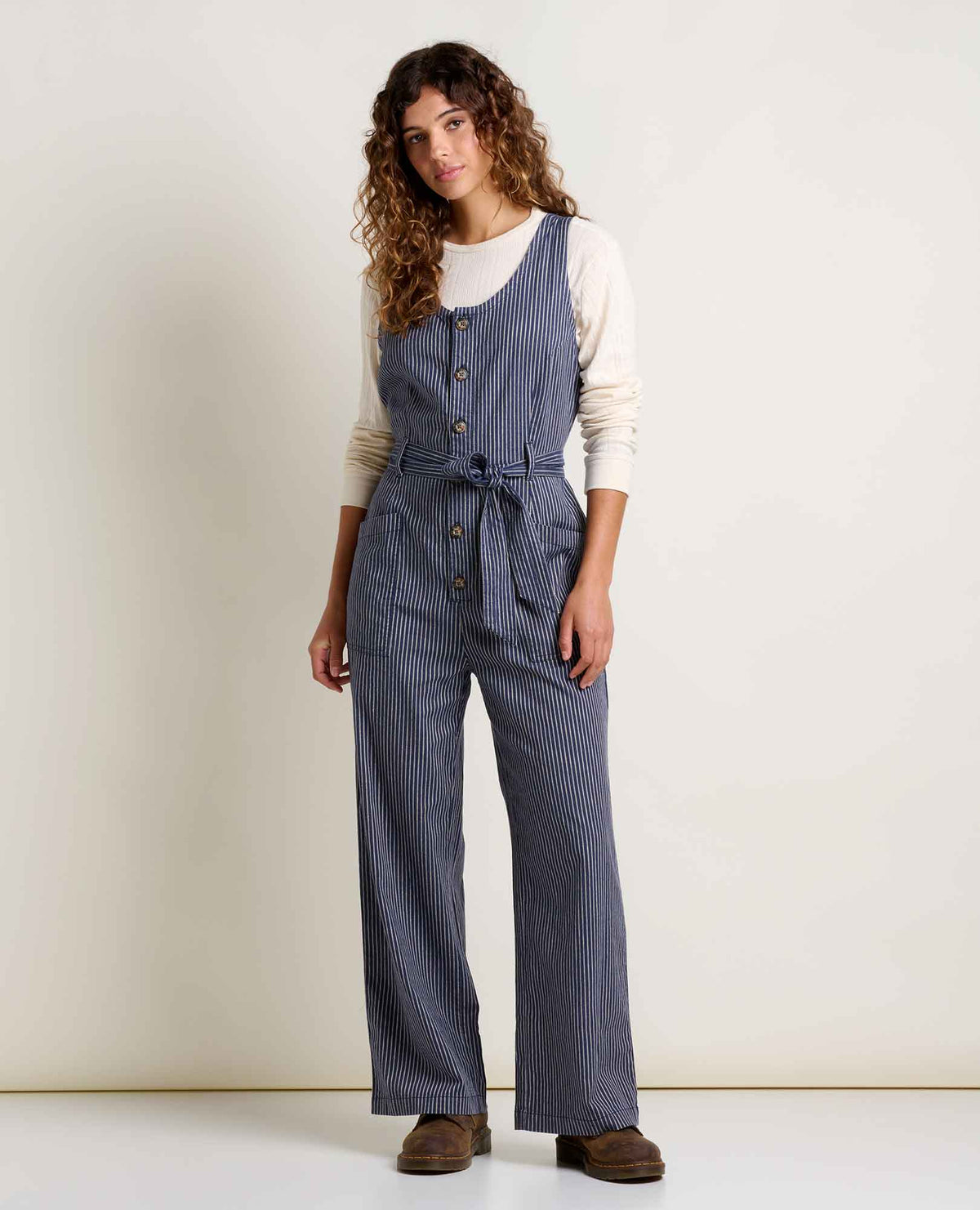 Toad & Co Tarn Sleeveless Jumpsuit - Navy Railroad Stripe