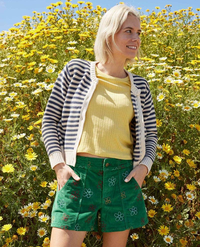 Toad & Co Bianca Crew Cardigan  - True Navy Stipe