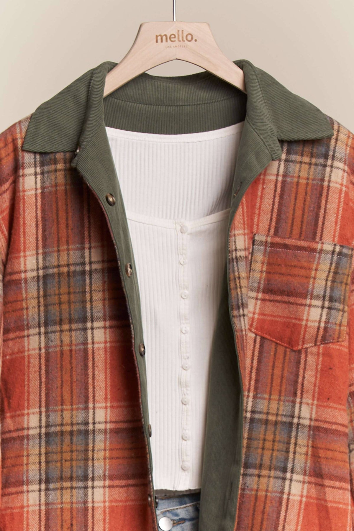 Reversible Corduroy and Plaid Button Down Shirt