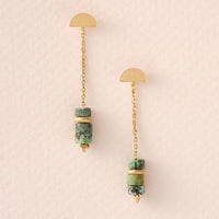 Scout Stone Meteor Thread/Jacket Earring - African Turquoise/Gold