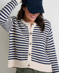 Toad & Co Bianca Crew Cardigan  - True Navy Stipe