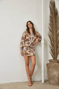 Jacquard Knit V-Neck Cardigan