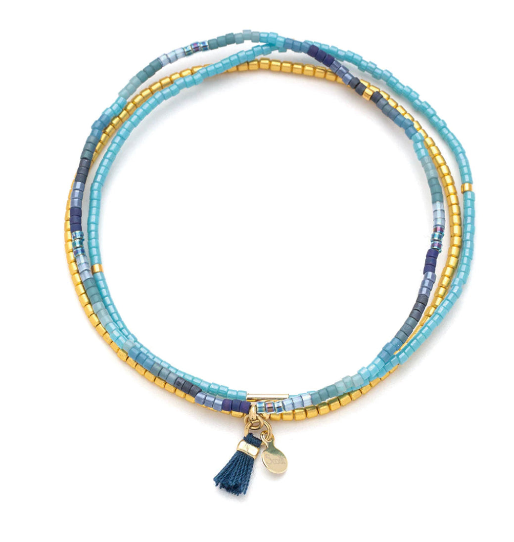 Scout Chromacolor Miyuki Bracelet Trio - Cobalt Multi/Gold