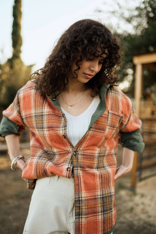 Reversible Corduroy and Plaid Button Down Shirt