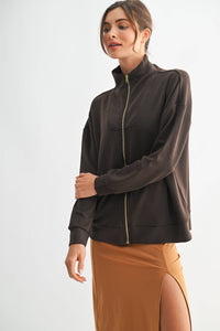 Mono B Laguna Gold Trim Scuba Zip-Up Jacket