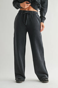 Mineral Wash Luxe Wide-Leg Sweatpants - Deep Navy