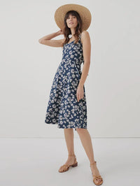 Fit & Glare Tie-Back Dress - French Navy Shoreline Floral