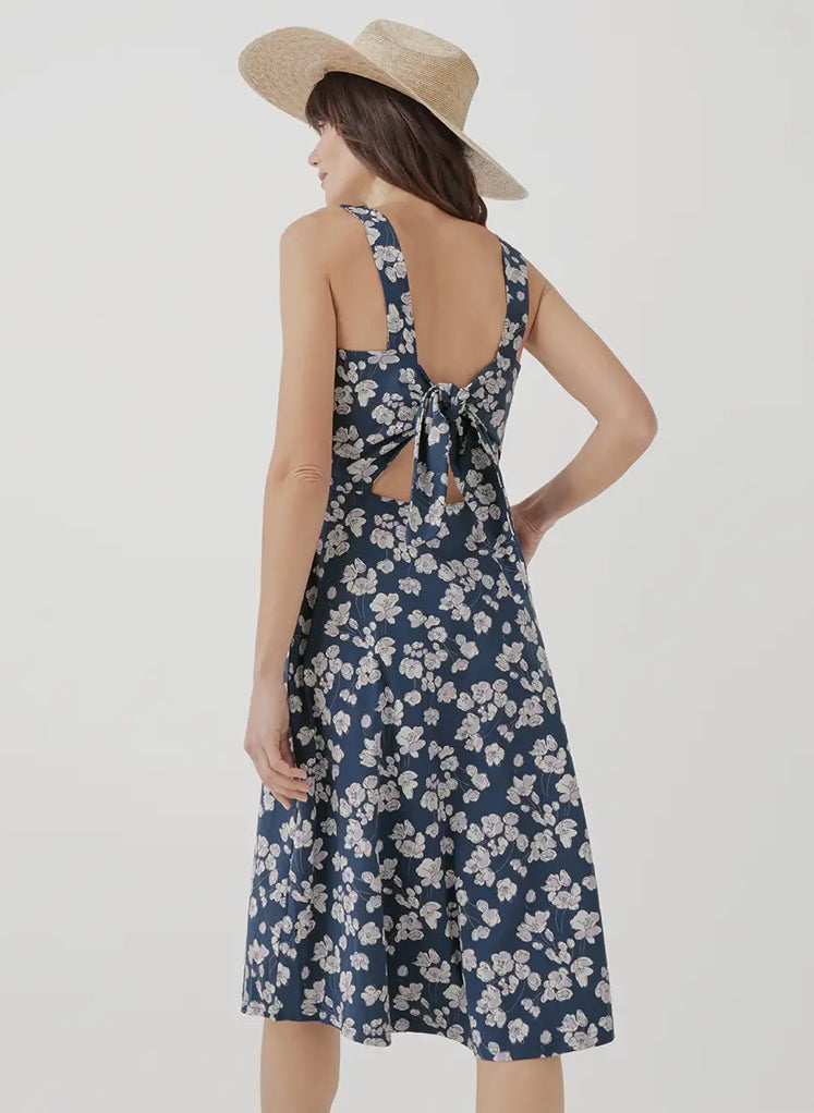 Fit & Glare Tie-Back Dress - French Navy Shoreline Floral