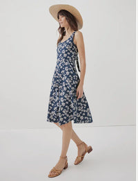 Fit & Glare Tie-Back Dress - French Navy Shoreline Floral