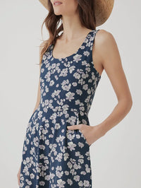 Fit & Glare Tie-Back Dress - French Navy Shoreline Floral