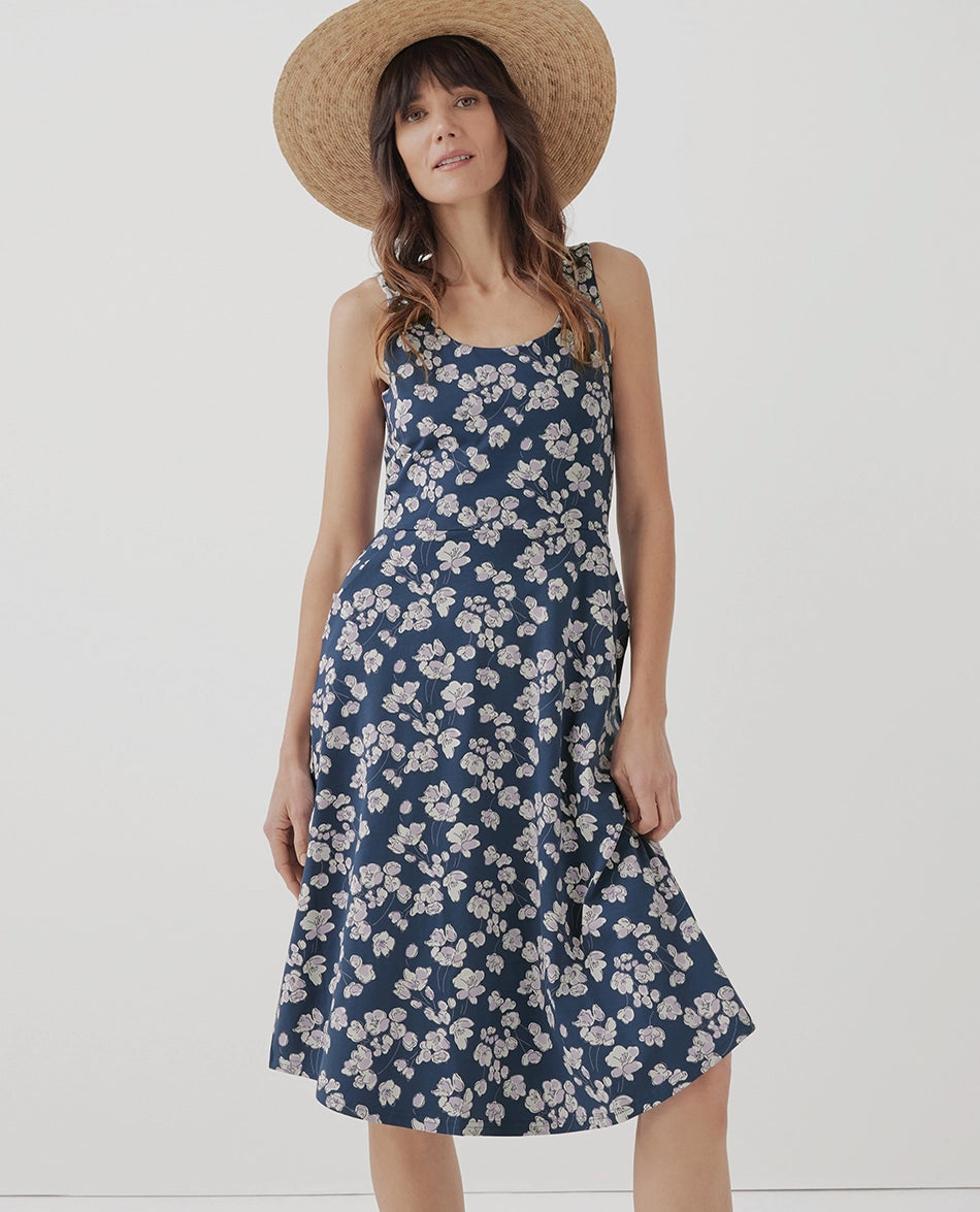 Fit & Glare Tie-Back Dress - French Navy Shoreline Floral