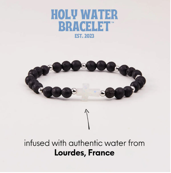 Holy Water Men’s Lava Rock Bracelet In Silver