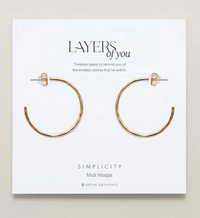 Bryan Anthonys Simplicity Midi Hoop Earrings 14K Gold