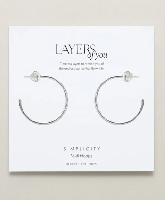 Bryan Anthonys Simplicity Midi Hoop Earrings Silver
