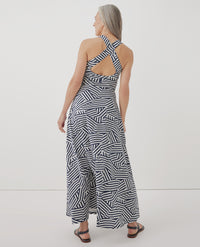 Pact Fit & Flare Open Back Maxi Dress - Cool Mixed Stripe