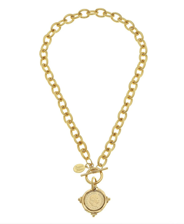 Susan Shaw Coin Toggle Necklace