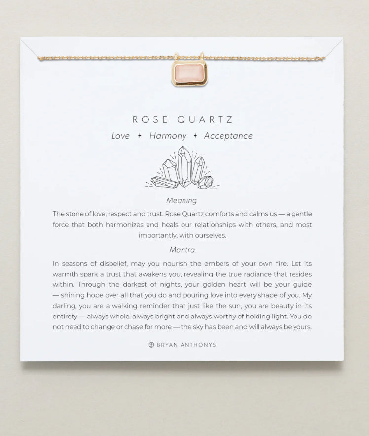 Bryan Anthonys Healing Stone Necklace Gold - Rose Quartz