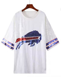Bills Sequin Jersey Shirt / Mini Dress