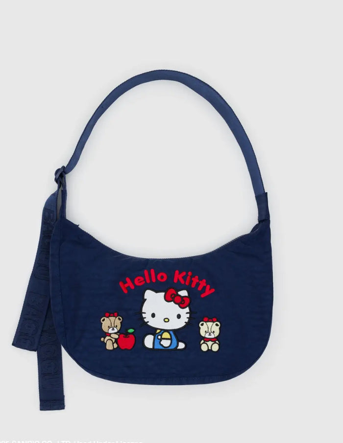 Baggu Medium Nylon Crescent Bag - Embroidered Hello Kitty & Teddy