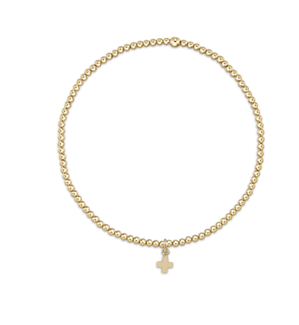 Enewton Classic Gold 2mm Bead Bracelet - Signature Cross Small Gold Charm