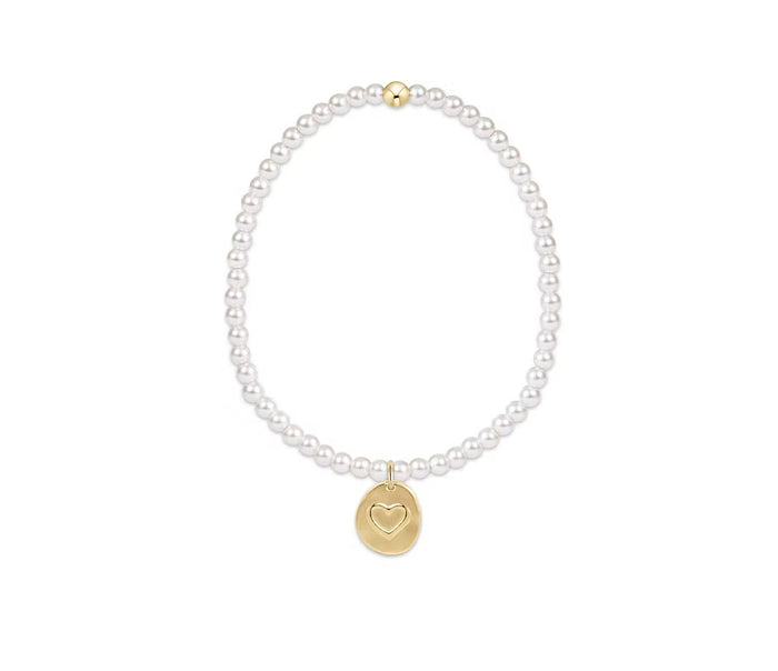 Enewton - Classic Pearl 3mm Bead Bracelet - Inspire Love Small Gold Charm