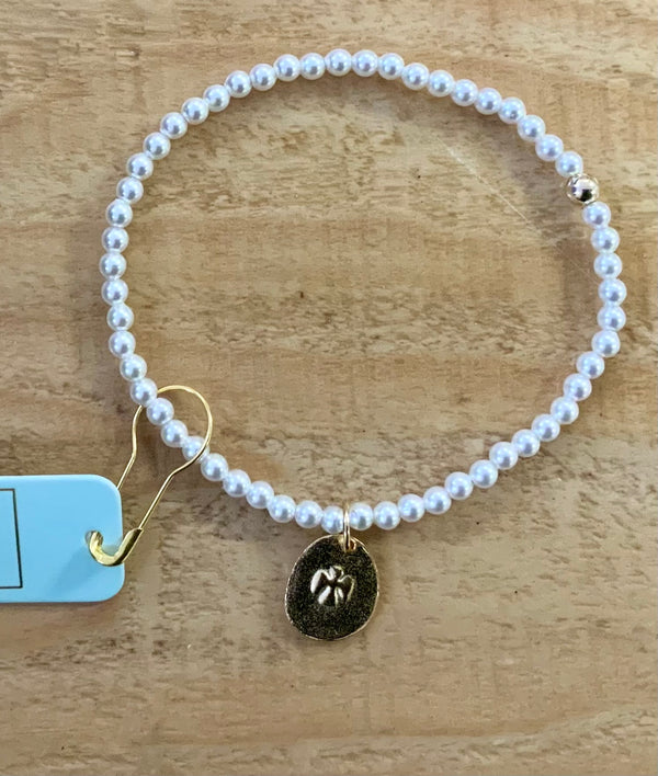 Enewton - Classic Pearl 3mm Bead Bracelet - Inspire Love Small Gold Charm