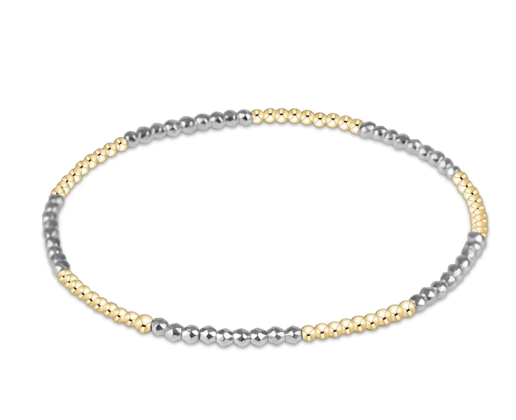 Enewton - Blissful Pattern Faceted Silver Hematite 2mm Bead Bracelet