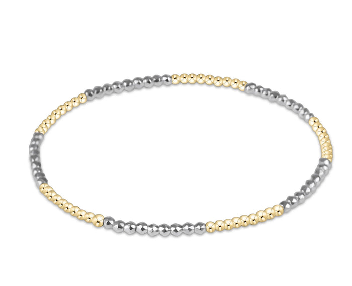 Enewton - Blissful Pattern Faceted Silver Hematite 2mm Bead Bracelet