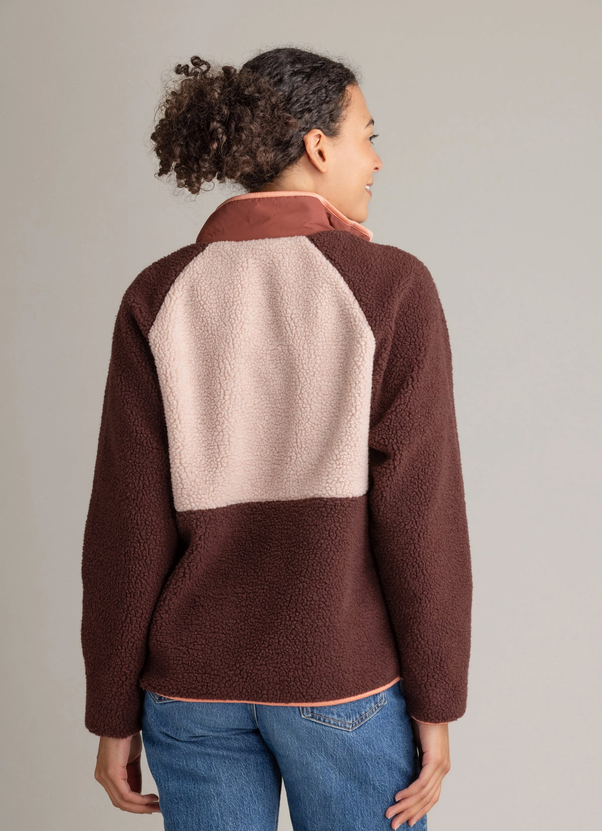 Women's Tara Quarter Snap Berber Pullover - Bitter Chocolate & Mahongany