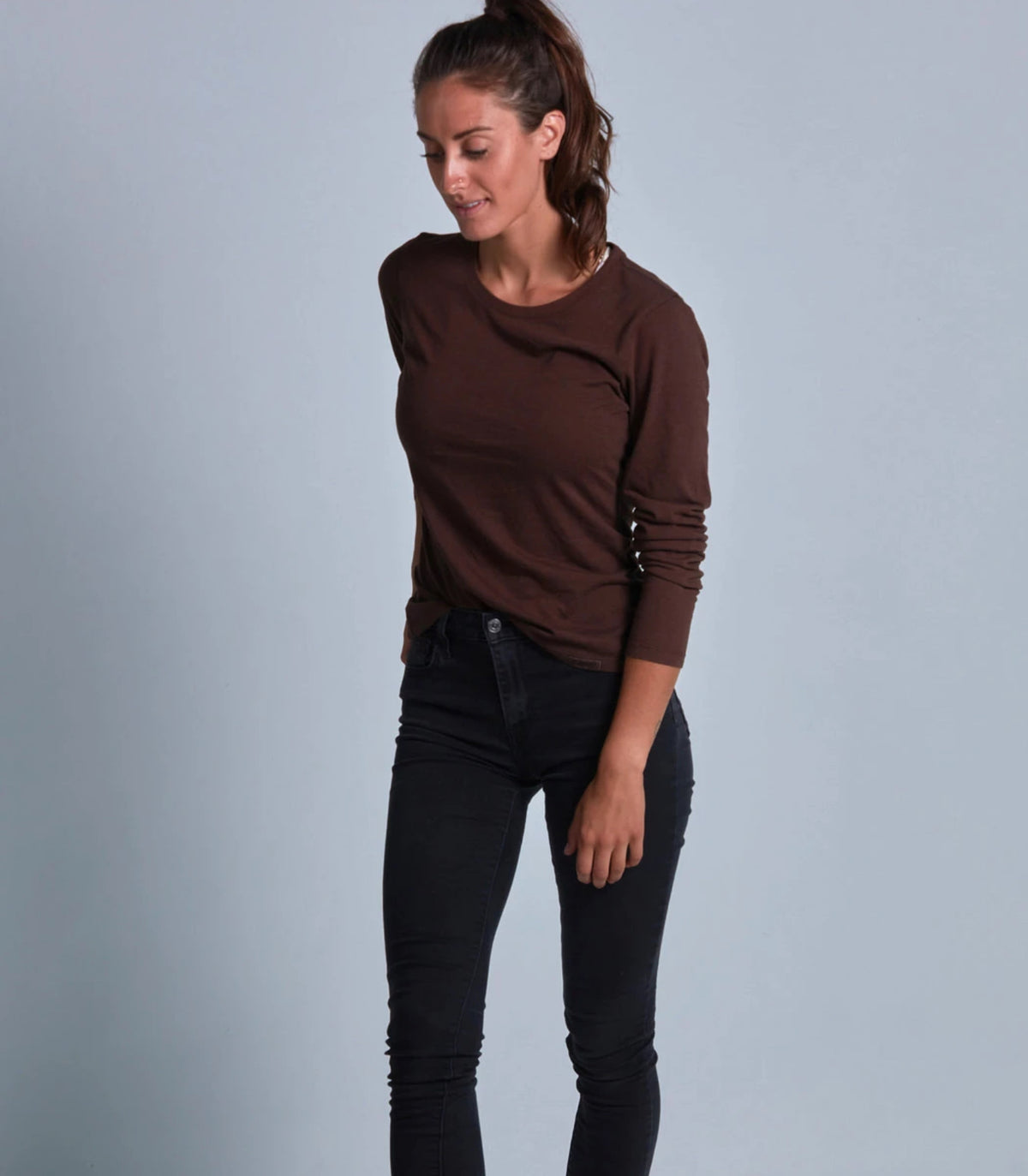 Onno Long Sleeve Bamboo T-Shirt - Espresso