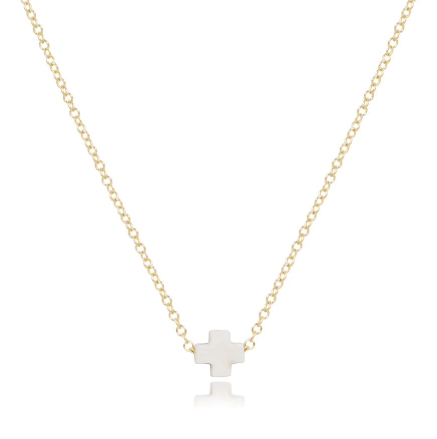 Enewton 16” Necklace Gold - Signature Cross Small Off-White