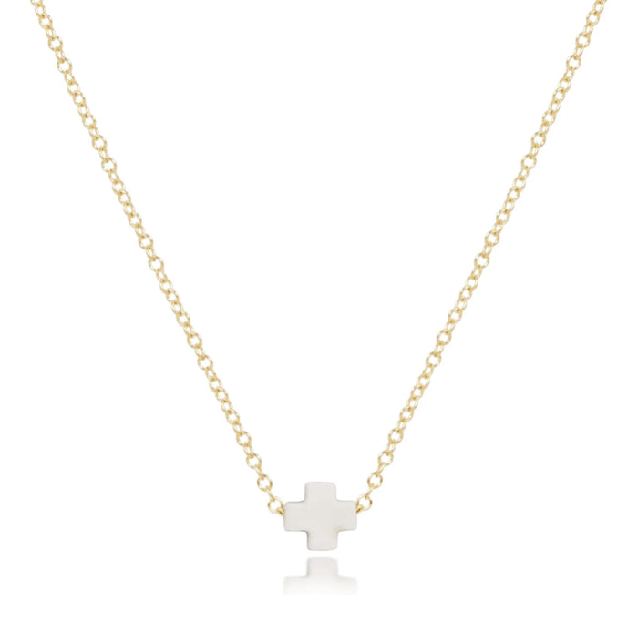 Enewton 16” Necklace Gold - Signature Cross Small Off-White