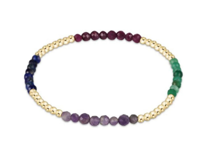 Multicolored beaded bracelet on a white background