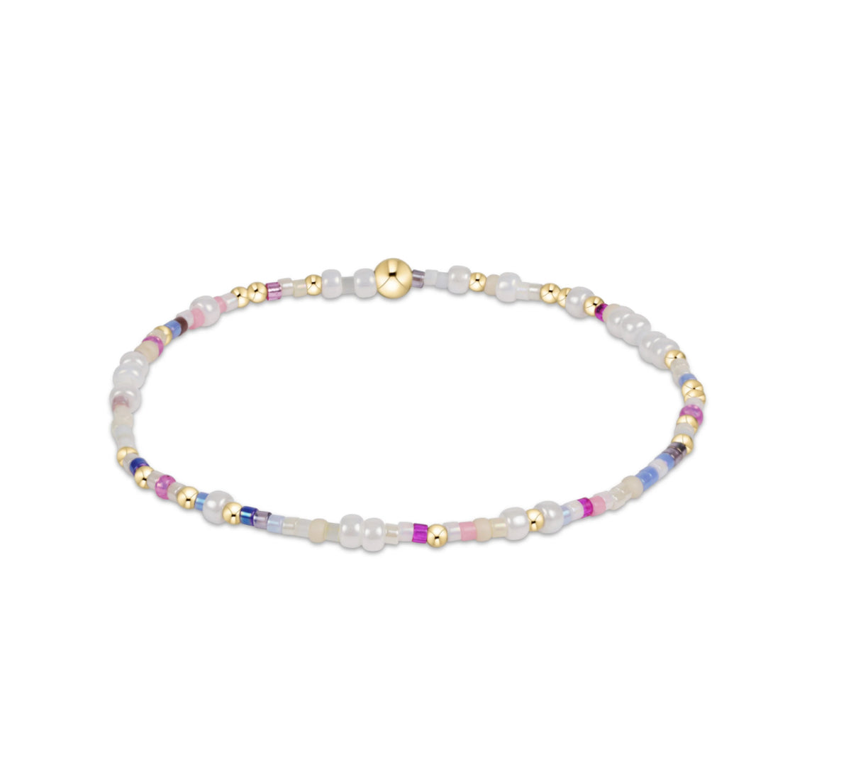 Bracelet with multicolored beads on a white background