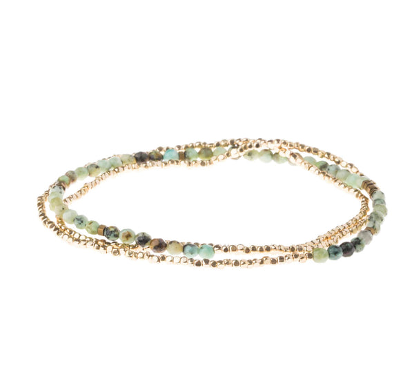 Scout Delicate Stone Wrap Bracelet / Necklace - African Turquoise - Stone of Transformation
