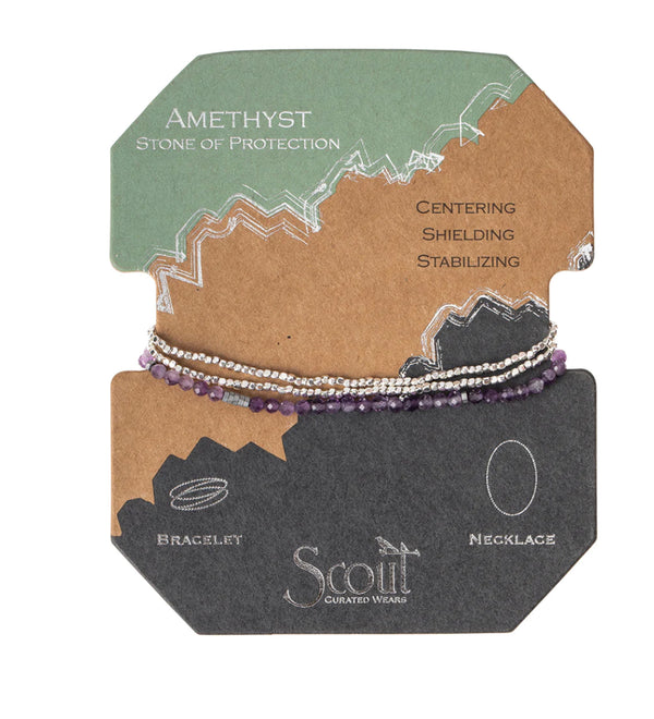 Scout Delicate Stone Wrap Bracelet / Necklace - Amethyst - Stone of Protection