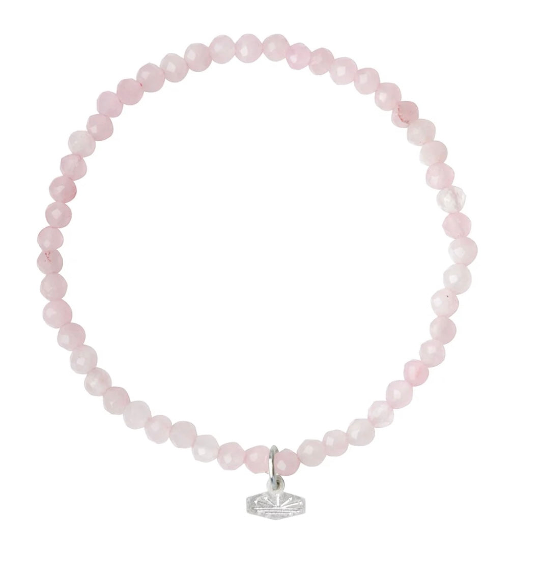 Scout Mini Faceted Stone Stacking Bracelet - Rose Quartz/Silver