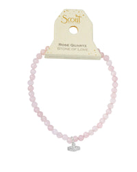 Scout Mini Faceted Stone Stacking Bracelet - Rose Quartz/Silver