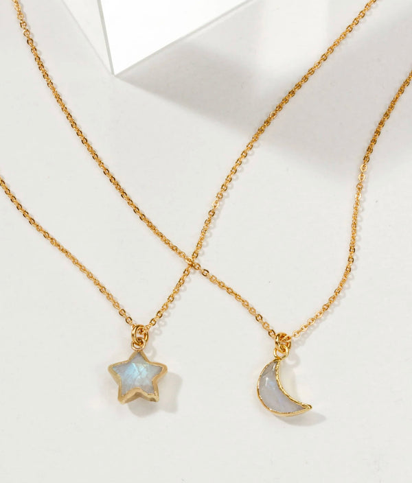 Luna Norte To the Moon and Back Best Friend Necklace Set- Moonstone