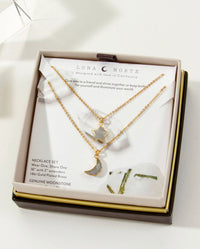 Luna Norte To the Moon and Back Best Friend Necklace Set- Moonstone