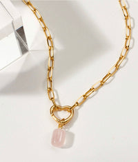 Luna Norte Listen To Your Heart Necklace - Rose Quartz