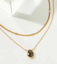 Luna Norte Easy Does it Teardrop Layered Necklace - Labradorite