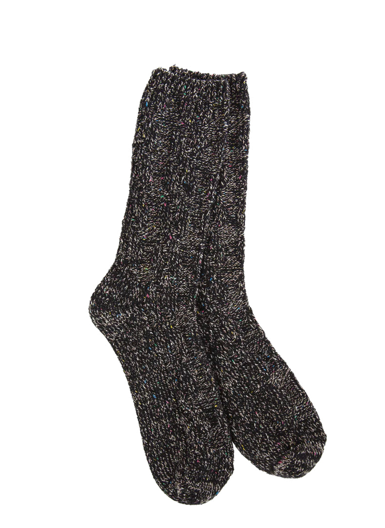 World’s Softest Socks Weekend Ragg Cable Crew - Black Confetti