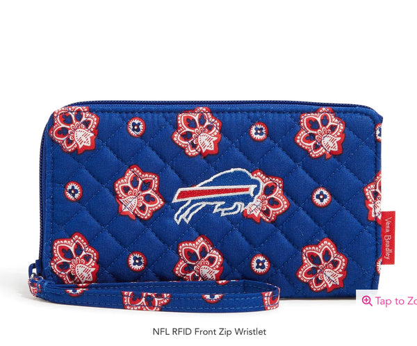 Vera Bradley X Buffalo Bills NFL RFID Front Zip Wristlet  - Pre-order