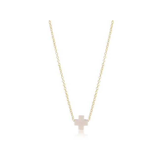 Enewton 16" Necklace Gold - Signature Cross - Off White