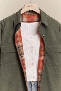 Reversible Corduroy and Plaid Button Down Shirt