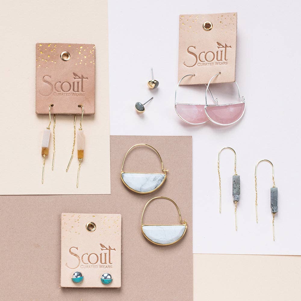 Scout Rectangle Stone Earring - Labradorite/Black/Gold